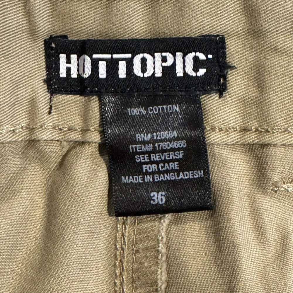 Hot Topic Khaki Chino Contrast Cargo Pocket Pants 100% Cotton Men's Size 36 EUC - Picture 4 of 5